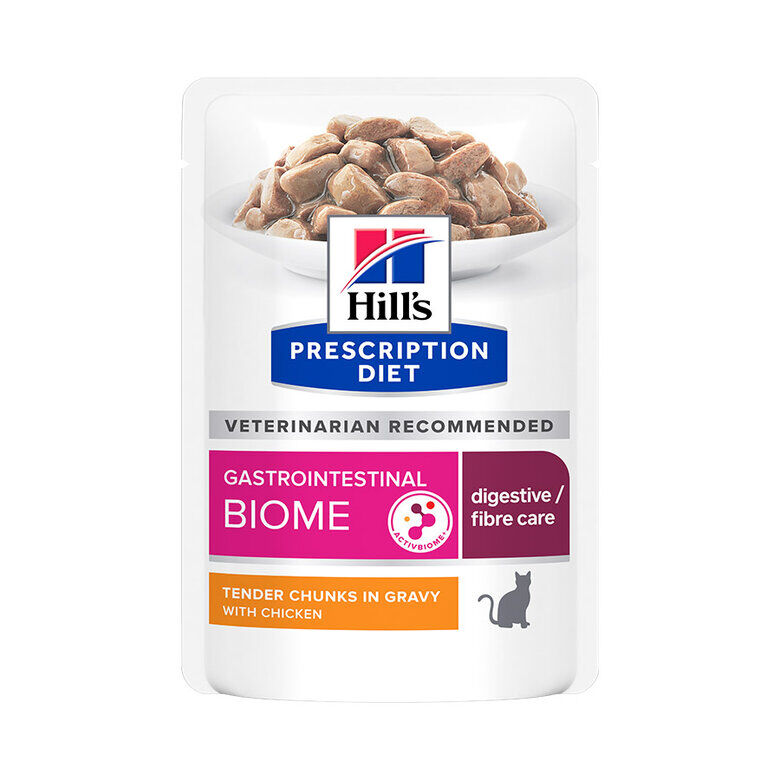 12 sobres x 85 g Hill's Prescription Diet Feline GI Biome Digestive Care Pollo y Verduras Sobre en salsa, , large indicador imagen numero 1