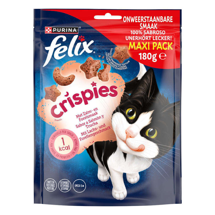 180 g Felix Crispies Bocaditos de Salm&oacute;n y Trucha Maxi para gatos, , large indicador imagen numero 1