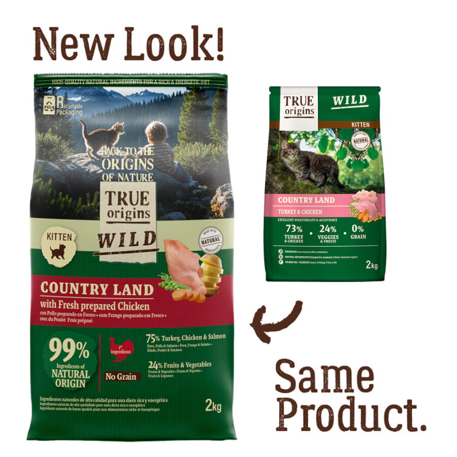 2 kg True Origins Wild Kitten Pollo y Pavo Pienso para gatos, , large indicador imagen numero 2