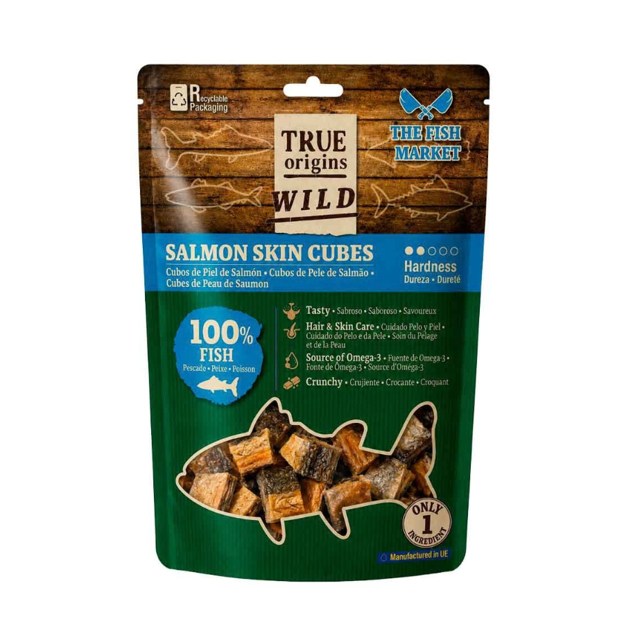 70 g. True Origins Cubos Piel de Salm&oacute;n Snack para perros, , large indicador imagen numero 3