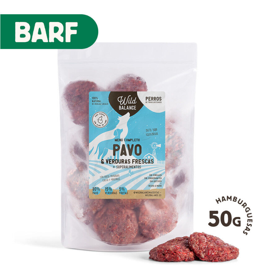 1 kg Wild Balance Men&uacute; Barf pavo con verduras comida congelada para perros, , large indicador imagen numero 2