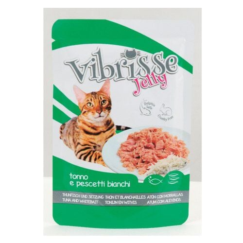 Vibrisse Jelly At&uacute;n y Pescado Blanco en gelatina sobre para gatos