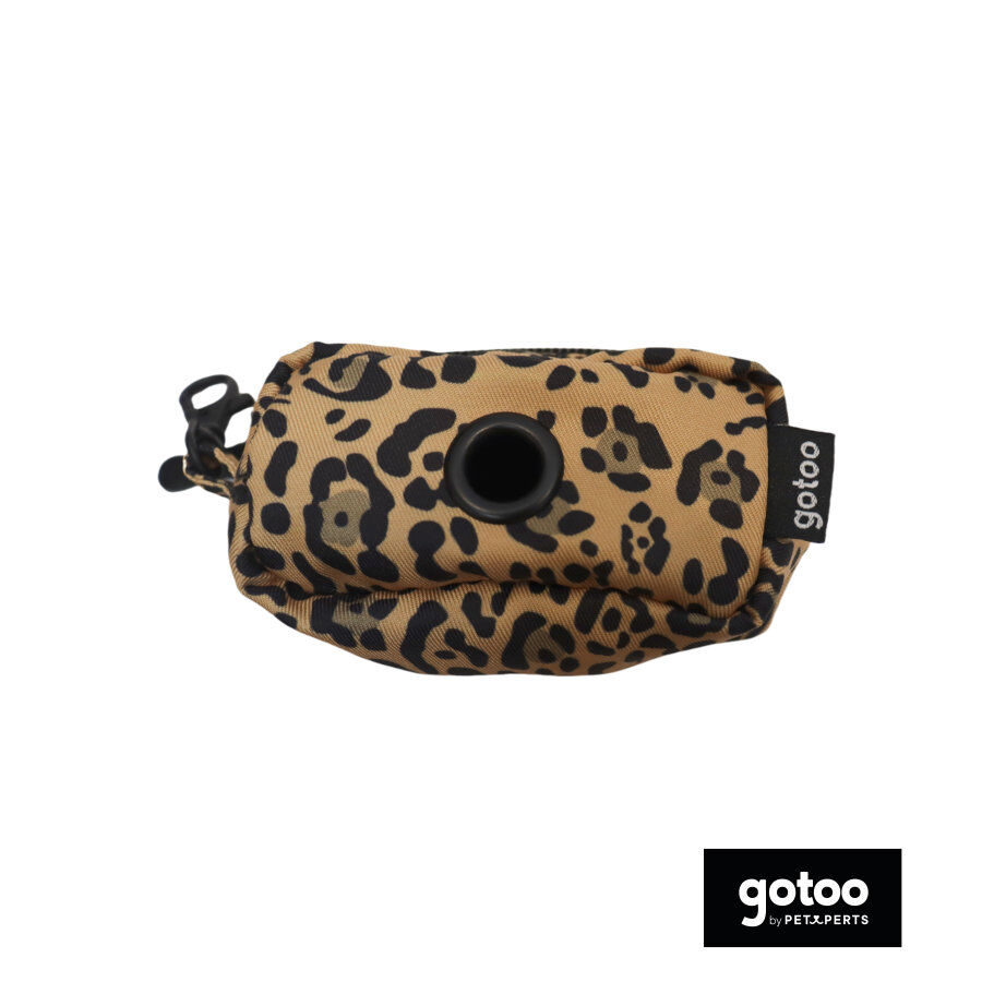 Gotoo Porta bolsas estampado leopardo marr&oacute;n para perros