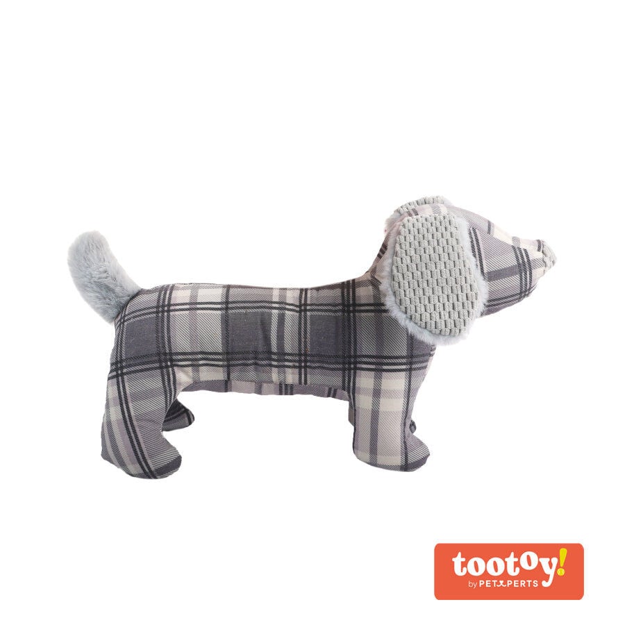 Tootoy! Tartan Dog Cuddler Grey Peluche para perros salchicha, , large indicador imagen numero 1