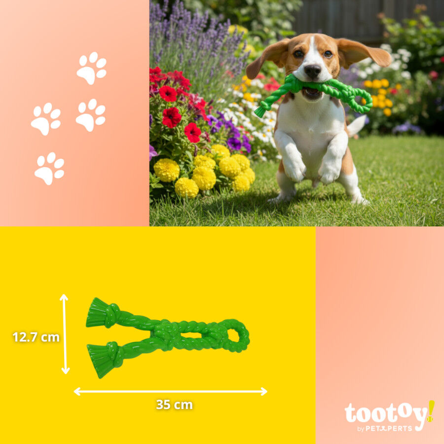 Tootoy! Mordedor Rubber Bold Knot de Goma Verde para perros, , large indicador imagen numero 5