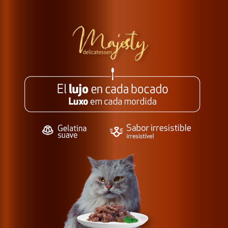 12 sobres x 100 g Majesty Multipack Sobres Gelatina Pescado para gatos, , large indicador imagen numero 5