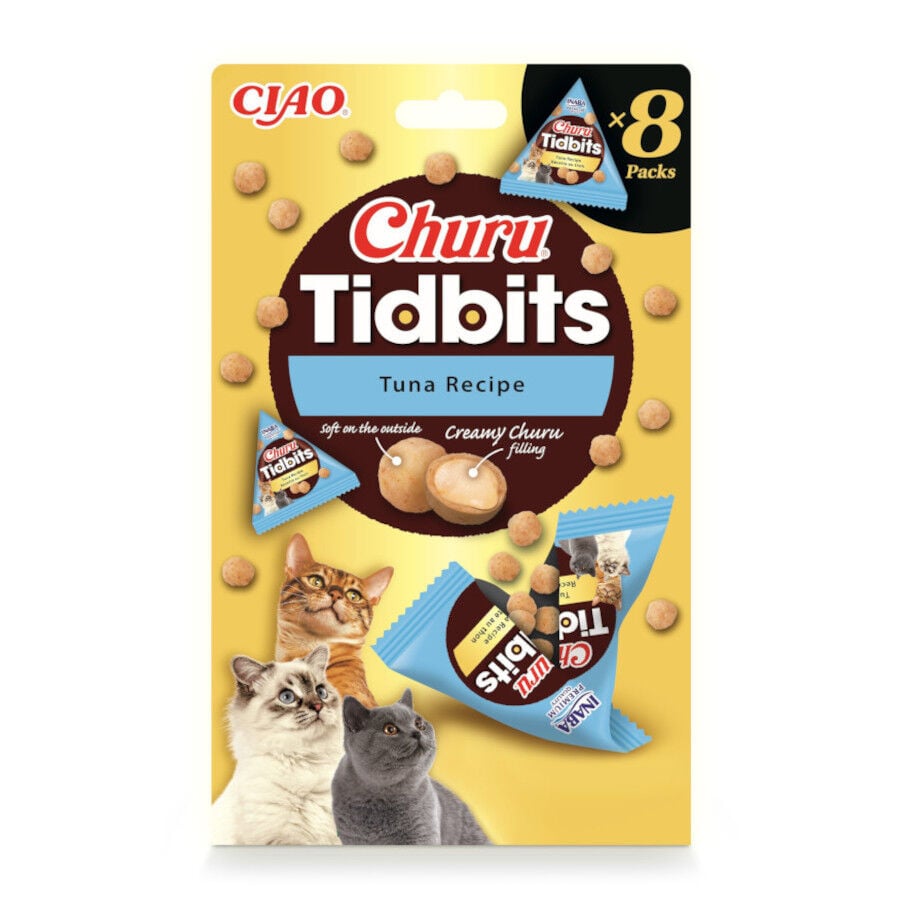 8 Sobres x 12 g Churu Tidbits Snack bolitas At&uacute;n para gatos, , large Imagen numero 1