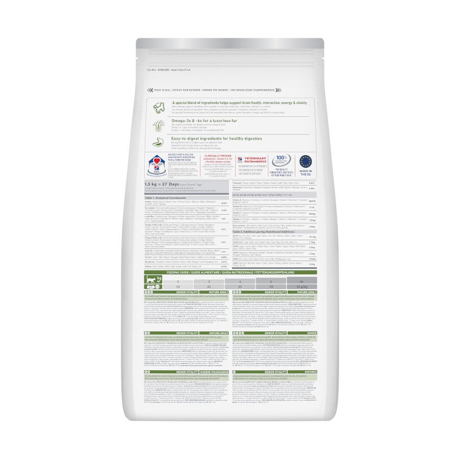 1.5 kg Hill's Science Plan Youthful Vitality Pollo pienso para gatos, , large indicador imagen numero 5
