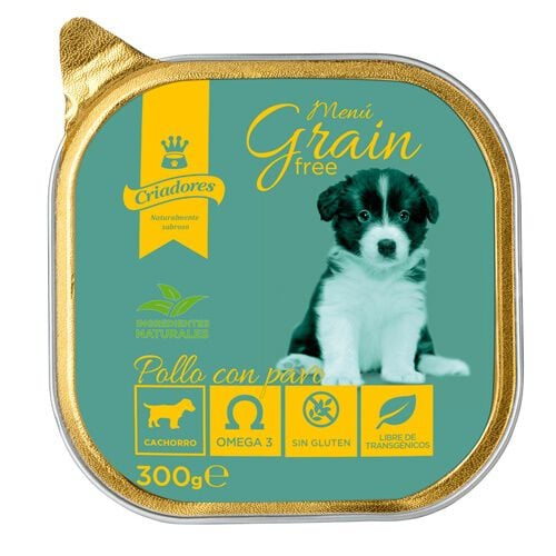Criadores Puppy Men&uacute; Grain Free&nbsp;Pollo y Pavo tarrina para perros