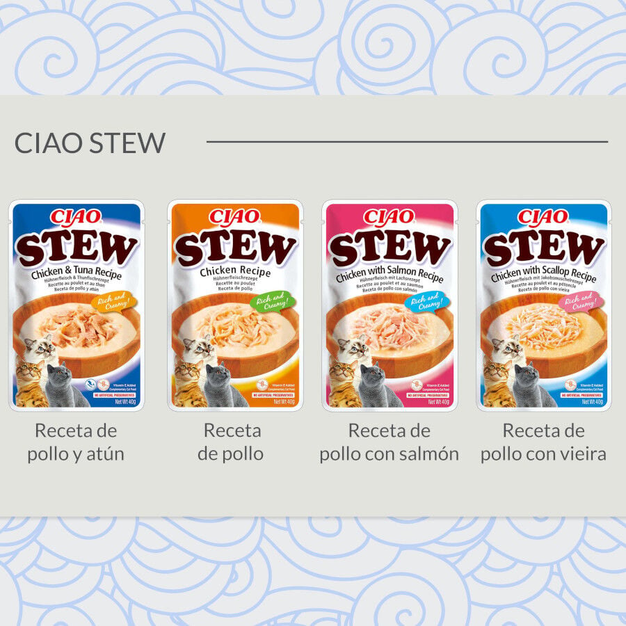 40 g Churu Stew Estofado de Pollo y At&uacute;n sobre para gatos, , large Imagen numero 4