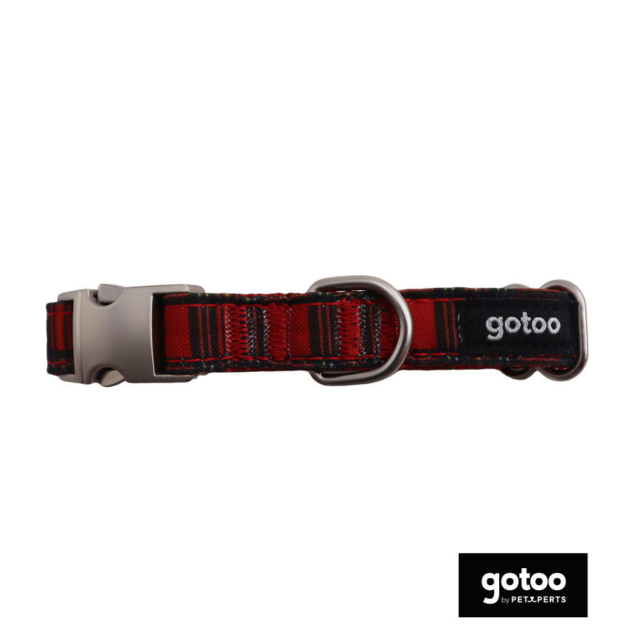 Gotoo Collar estampado tart&aacute;n rojo para perros