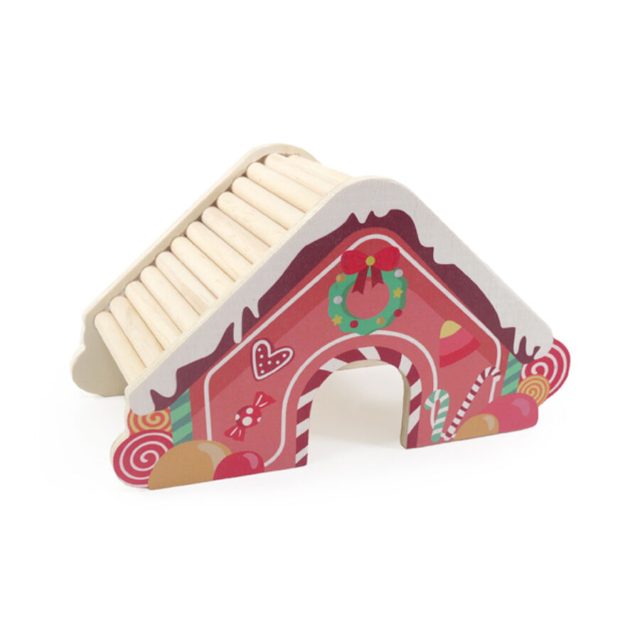 Rosewood Wooden Christmas Gingerbread House Caseta de Madera para roedores, , large indicador imagen numero 1