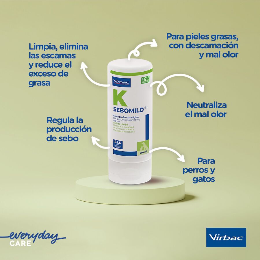 Virbac Sebomild Champ&uacute; para pieles grasas en perros y gatos, , large indicador imagen numero 3