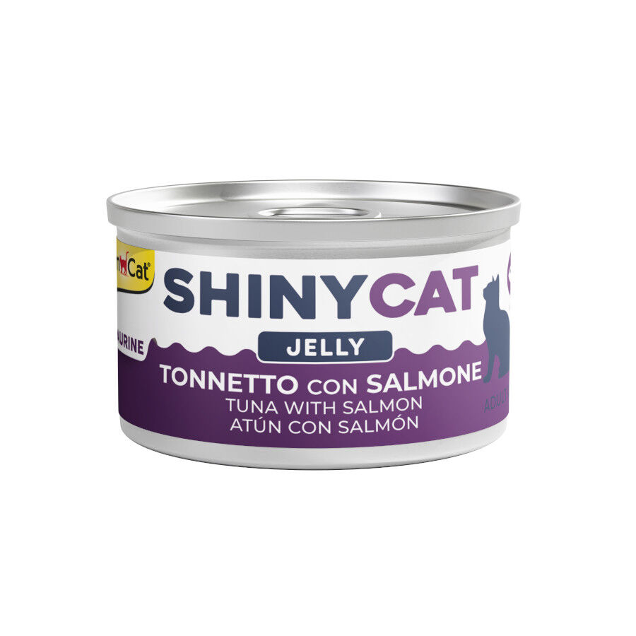 70 g GimCat Shiny Cat At&uacute;n y Salm&oacute;n en gelatina lata para gatos, , large Imagen numero 1