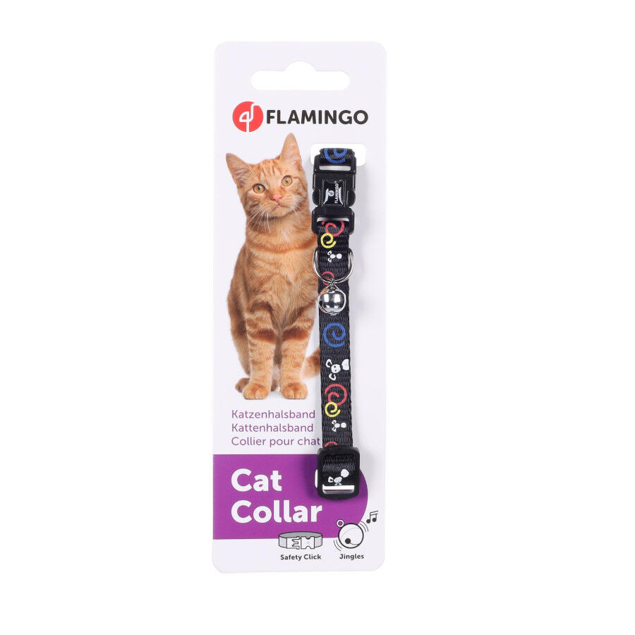 Flamingo Collar Ziggi Estampado Negro para gatos, , large indicador imagen numero 3