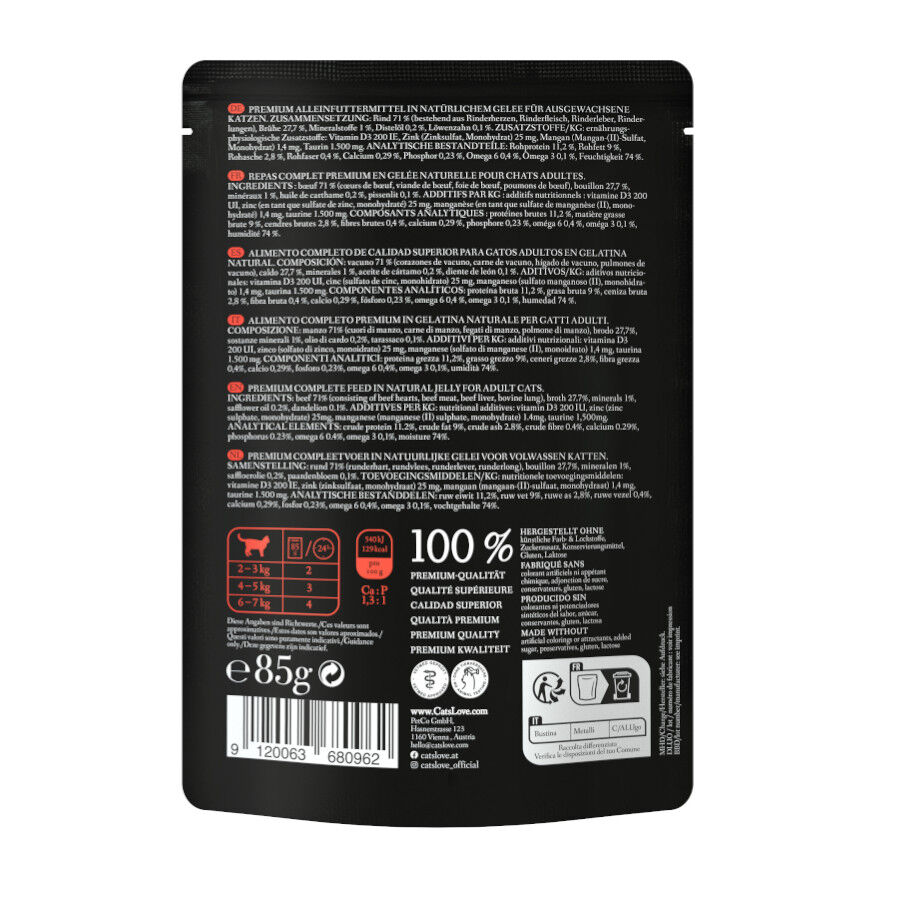 85 g Cat&rsquo;s Love Adult Vacuno en Gelatina sobre para gatos, , large Imagen numero 2