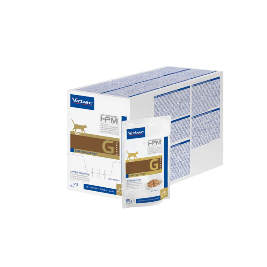 12 sobres x 85 g Virbac Veterinary HPM Gastro Comida h&uacute;meda para Gatos, , large indicador imagen numero 4