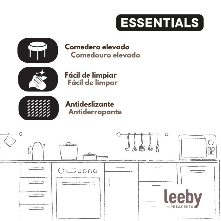 Leeby Comedero Doble de Acero Inoxidable Color Azul para perros, , large indicador imagen numero 5