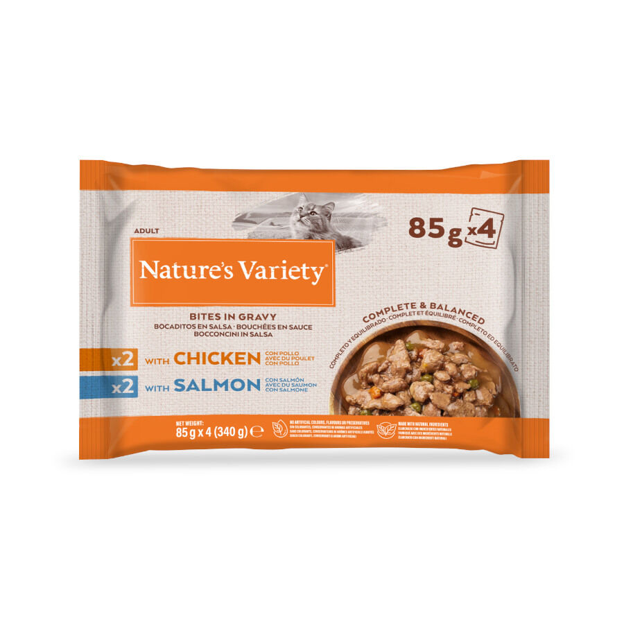 Nature's Variety Adult Pollo y Salm&oacute;n Sobres en Salsa para gatos