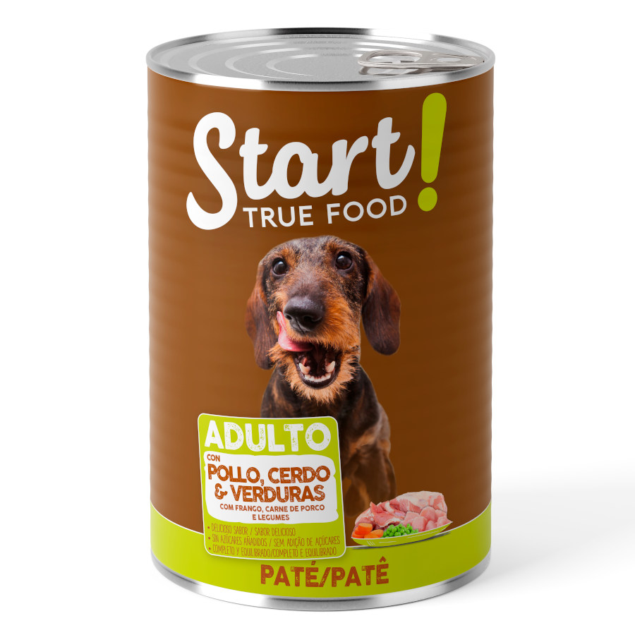 Start Adult Pollo con Cerdo y Verduras en Pat&eacute; lata para perros