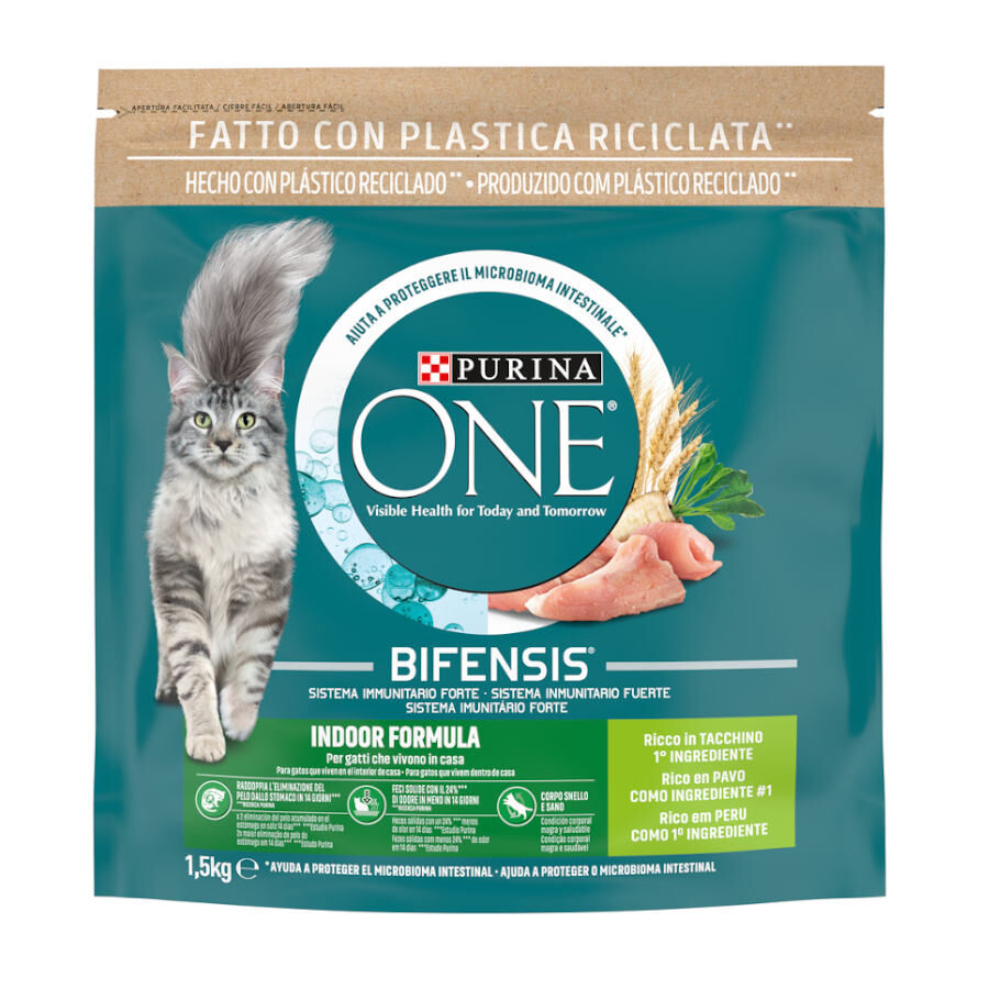 1.5 kg Purina One Indoor Pavo y Cereales pienso para gatos, , large indicador imagen numero 1