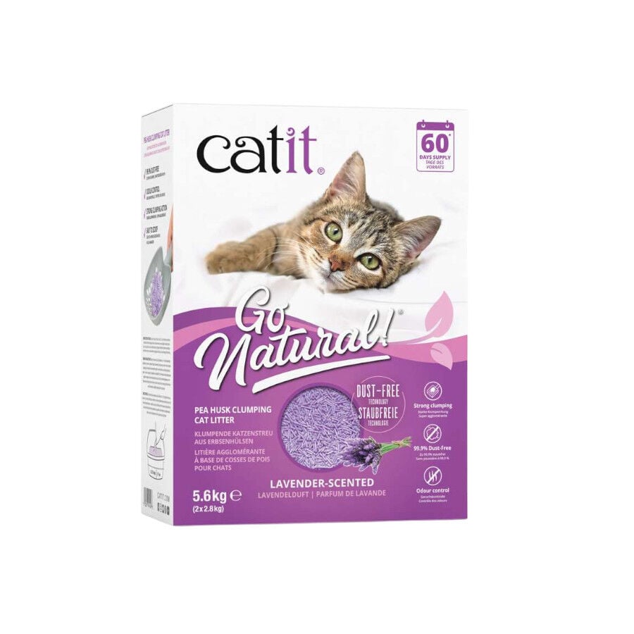 Catit Go Natura! Arena C&aacute;scara Guisante Lavanda para gatos
