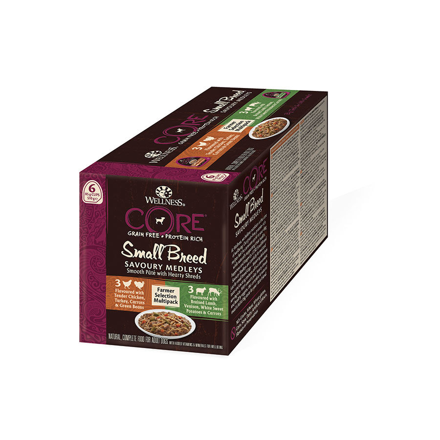 Pack 6 Tarrinas Wellness Core Farmer Selection para Perros de Razas Peque&ntilde;as 85gr indicador imagen numero 3