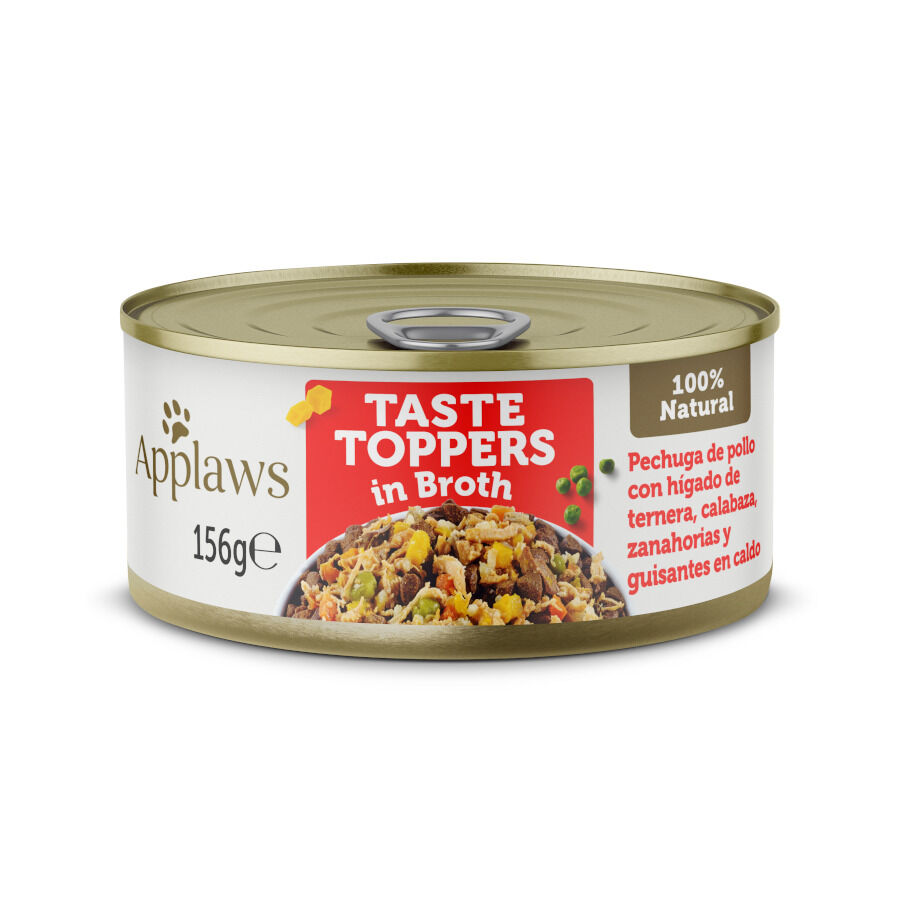 156 g Applaws Taste Toppers Pollo con H&iacute;gado de Ternera y Vegetales en Caldo lata para perros, , large indicador imagen numero 1