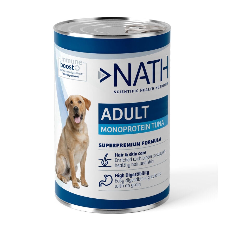 400 g Nath Adult Monoprotein Tuna lata comida h&uacute;meda para perros, , large Imagen numero 1