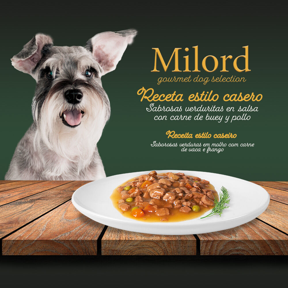 4 sobres x 100 g Milord Estilo Casero en Salsa Buey y Pollo Sobres para perros, , large Imagen numero 2