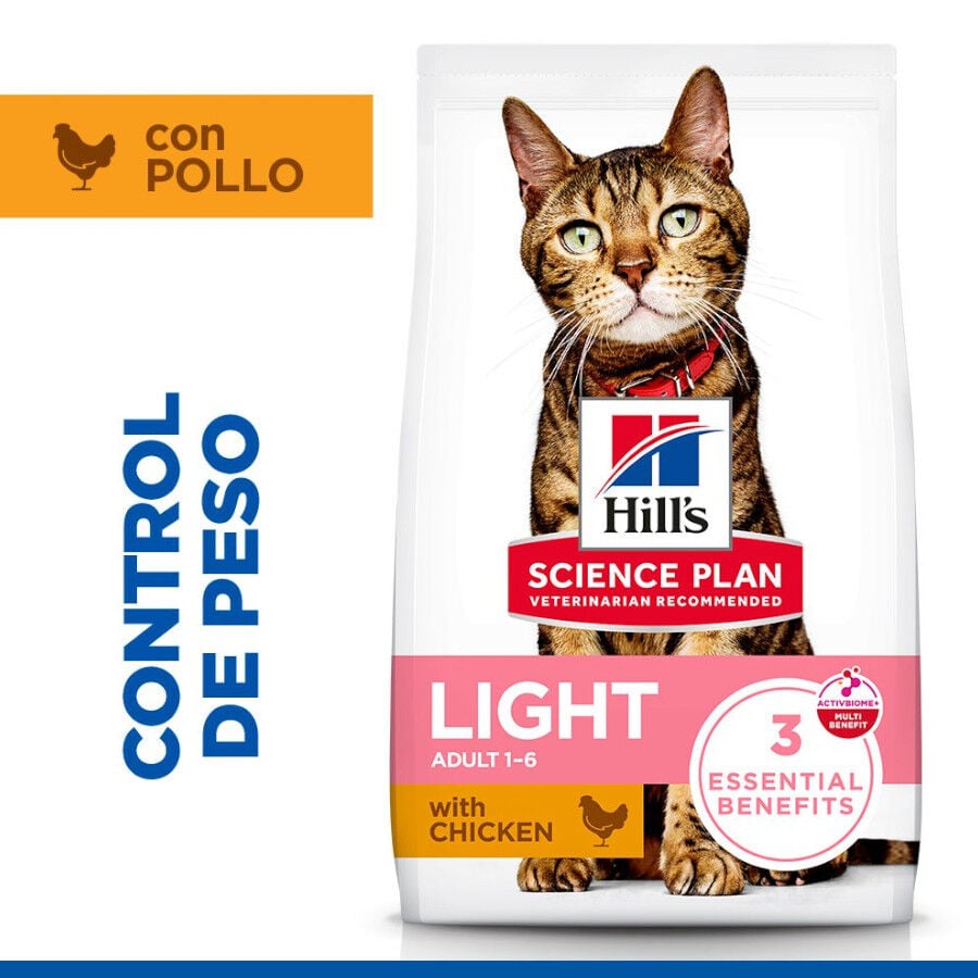 10 kg Hill's Science Plan Light Adult Pollo pienso para gatos, , large indicador imagen numero 2