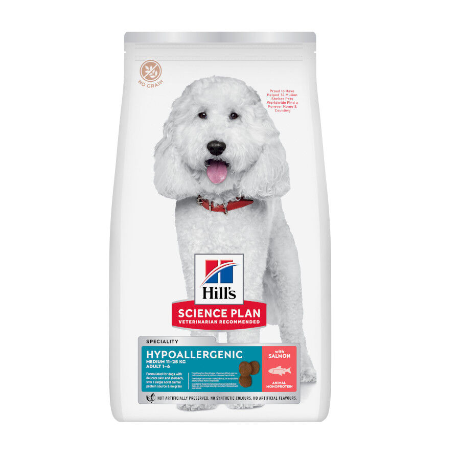 14 kg Hill's Science Plan Adult Medium Hypoallergenic Salm&oacute;n pienso para perros, , large indicador imagen numero 1