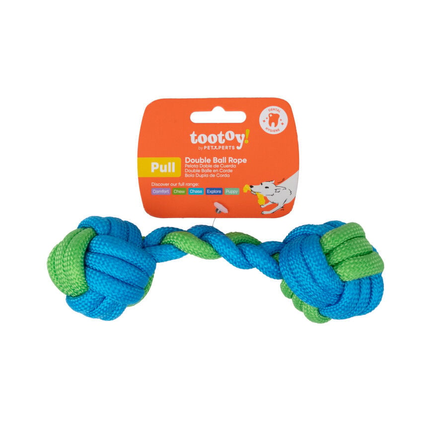 Tootoy! Hueso Mordedor de Cuerda Verde y Azul para perros, , large Imagen numero 8