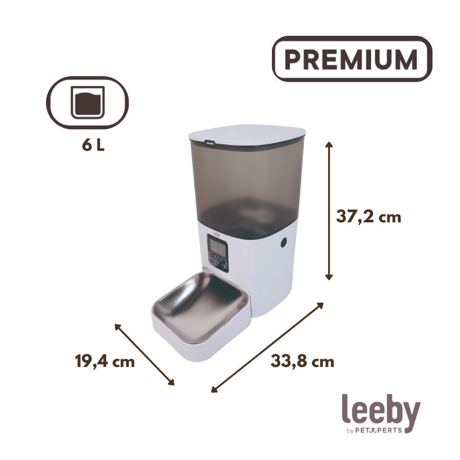 Leeby Comedero Autom&aacute;tico Programable Blanco y Gris para perros y gatos, , large indicador imagen numero 4