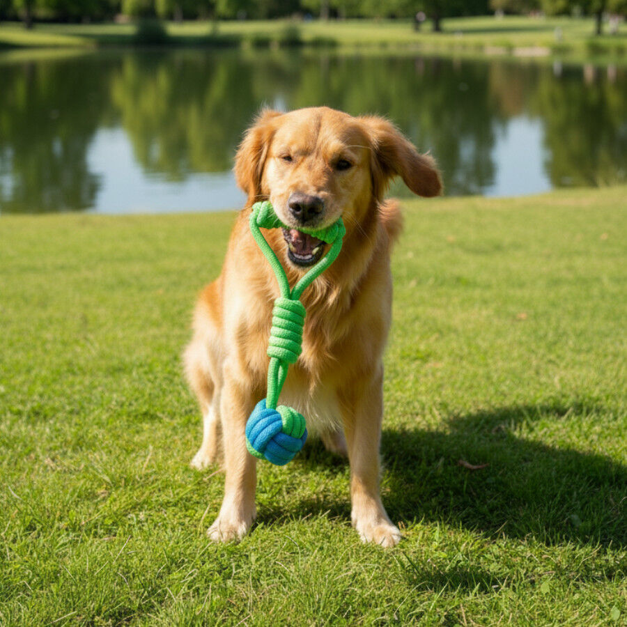 Tootoy! Modedor para Tirar de Cuerda con Pelota Verde y Azul para perros, , large indicador imagen numero 1