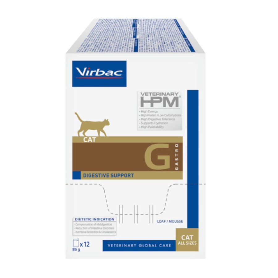 12 sobres x 85 g Virbac Veterinary HPM Gastro Comida h&uacute;meda para Gatos, , large indicador imagen numero 3