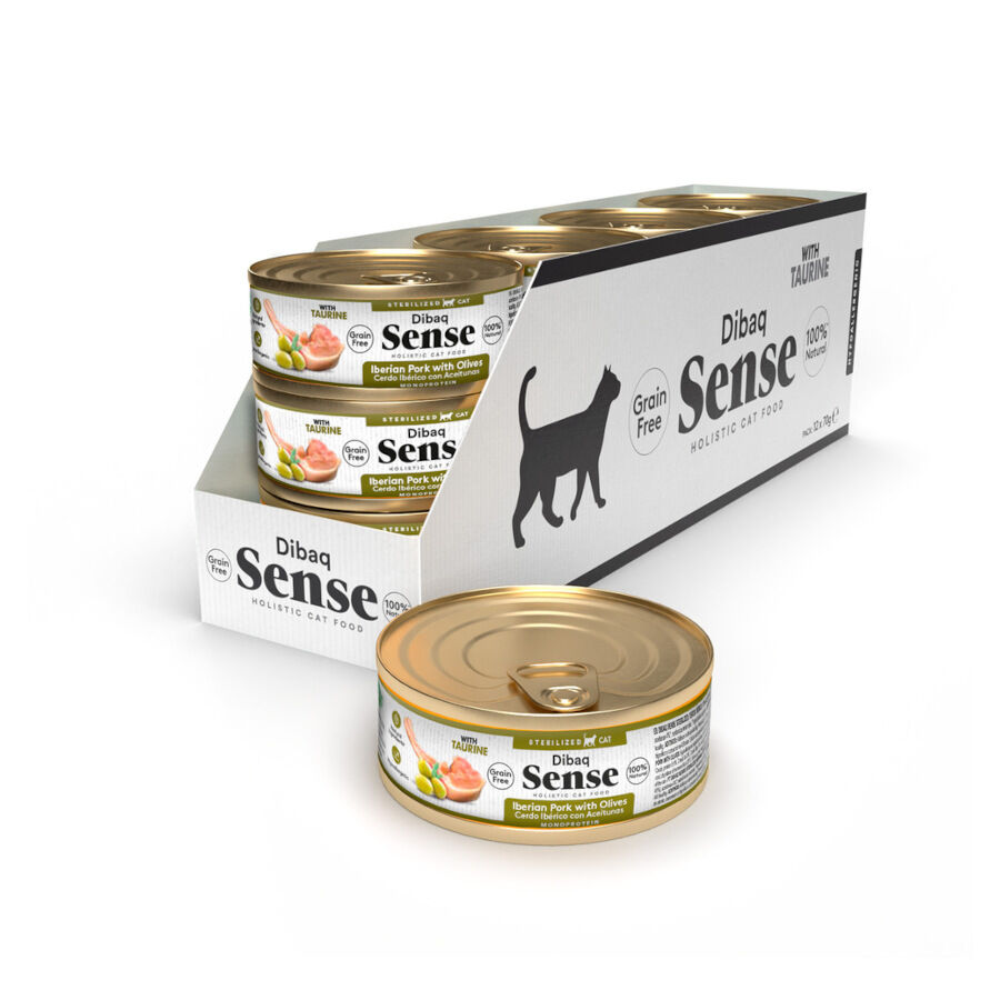 70 g Dibaq Sense Sterilized Gain Free Cerdo Ib&eacute;rico con Aceitunas lata para gatos, , large Imagen numero 2