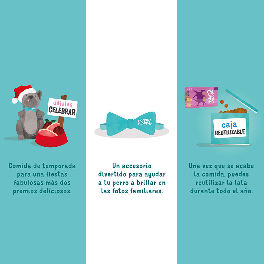 1 ud. Edgard & Cooper Kit de Navidad con comida, contenedor y pajarita para perros, , large indicador imagen numero 3