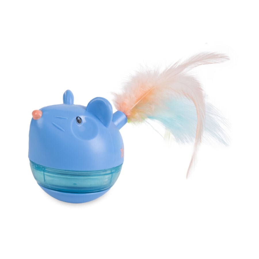 Catstages Hunt n'Swat Treat Trumbler Rat&oacute;n Interactivo con Plumas para gatos