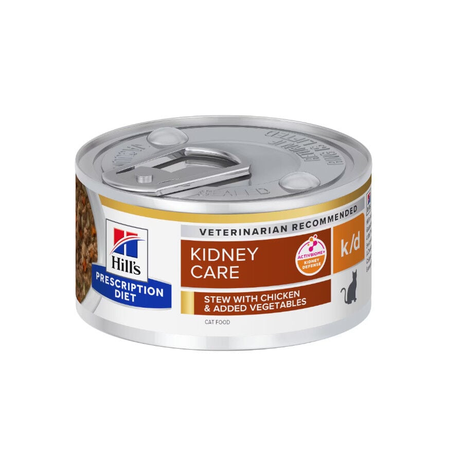 82 g Hill's Prescription Diet Kidney Care k/d estofado de pollo y vegetales lata para gatos, , large Imagen numero 1