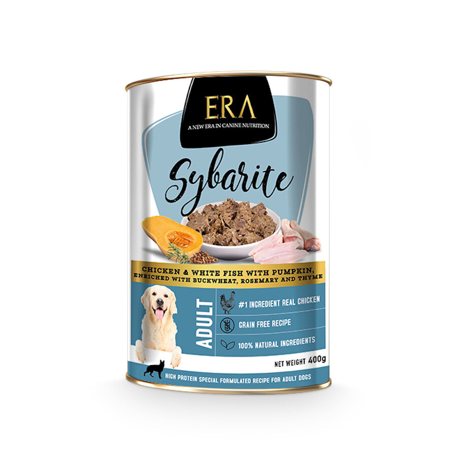 400 g ERA Sybarite Adulto Pollo, Pescado y Calabaza en pat&eacute; lata para perros, , large Imagen numero 1