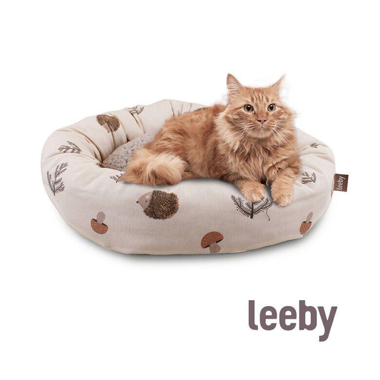 Leeby Cama Donut Antideslizante Blanca con Erizos para gatos, , large indicador imagen numero 2