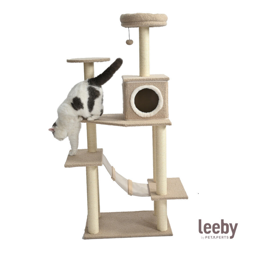 Leeby Boucle Collection &Aacute;rbol rascador con cama nido y puente para gatos, , large indicador imagen numero 2
