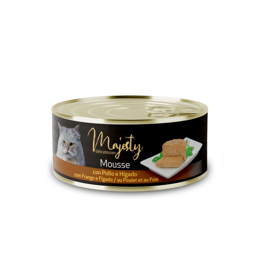 85 g Majesty Adult Mousse de Pollo e H&iacute;gado lata para gatos, , large indicador imagen numero 1