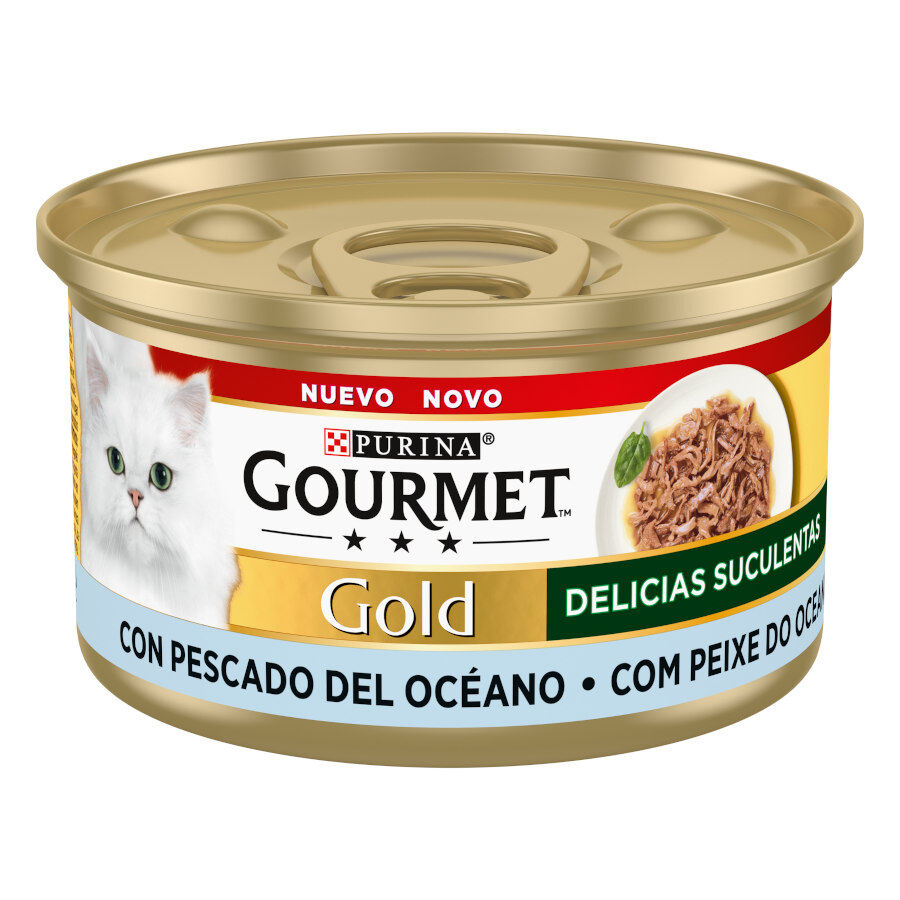 85 g Gourmet Gold Delicias Suculentas Pescado del Oc&eacute;ano en Salsa lata para gatos, , large indicador imagen numero 1