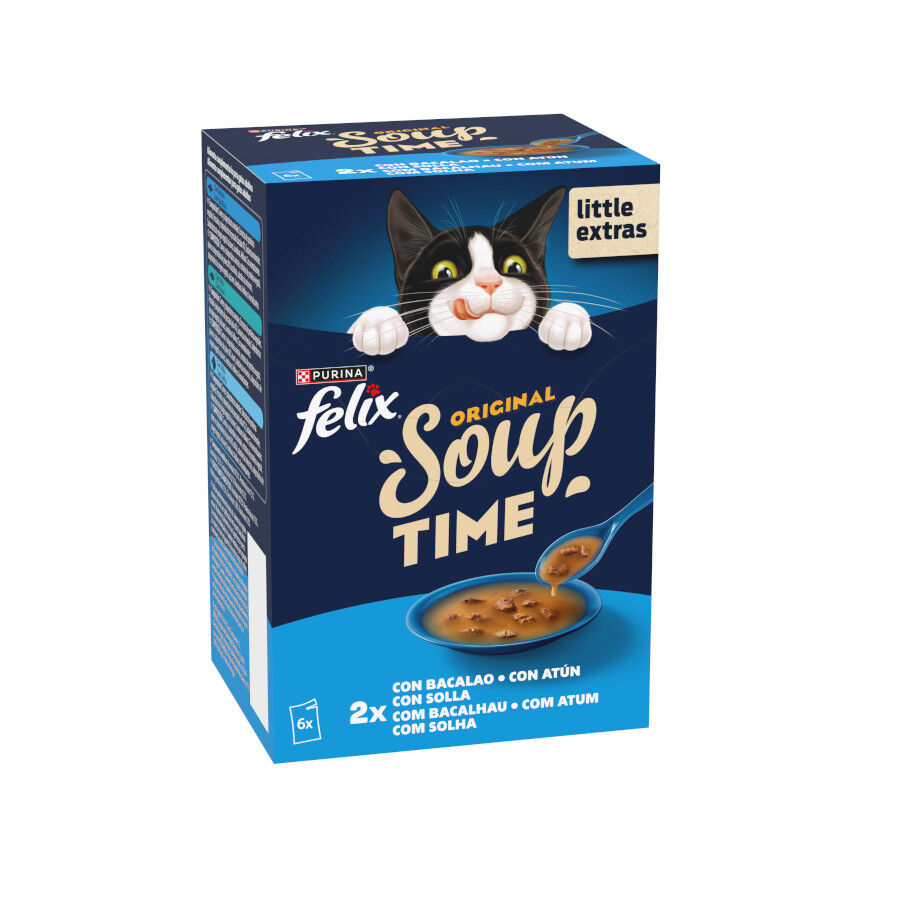 6 x 48 g Felix Cat Sopa de Bacalao At&uacute;n y Solla para gatos, , large indicador imagen numero 3