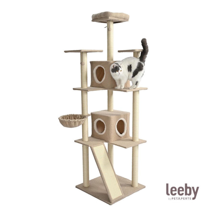 Leeby Boucle Collection &Aacute;rbol rascador con camas y juguetes para gatos