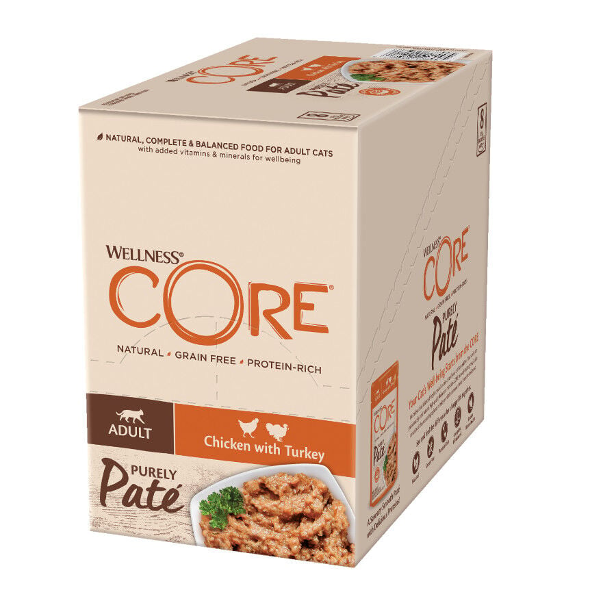 Wellness Core Adult Pollo y Pavo en Pat&eacute; sobre para gatos