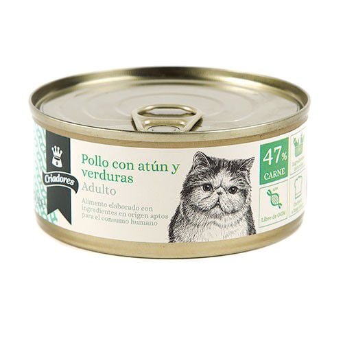 Criadores Adulto Pollo y At&uacute;n lata para gatos
