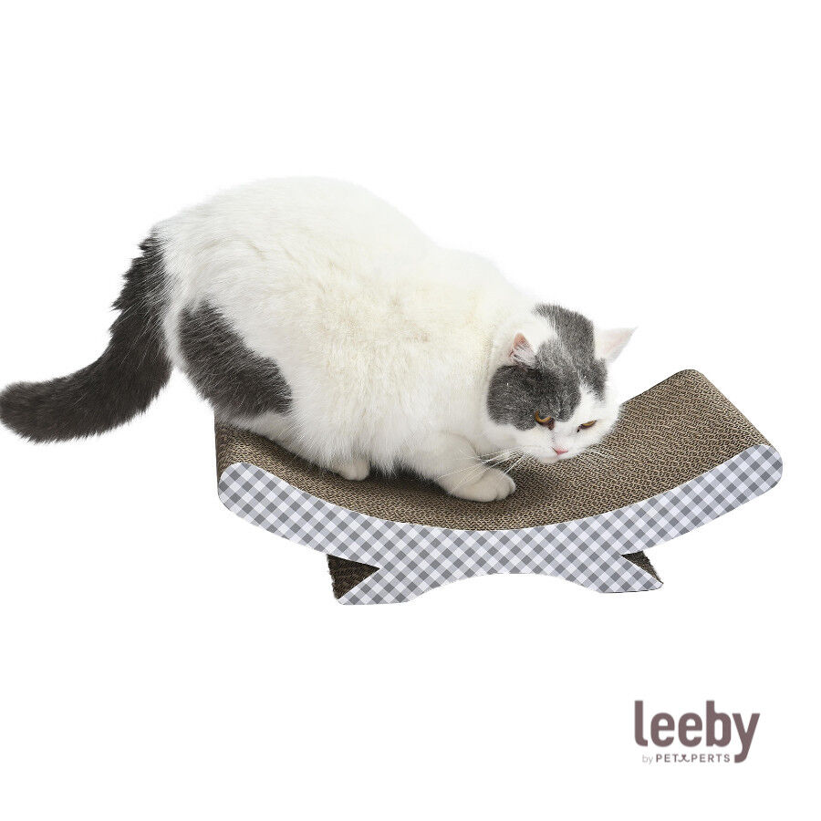 Leeby Remy Rocker rascador de cart&oacute;n horizontal con estampado vichy para gatos, , large indicador imagen numero 2